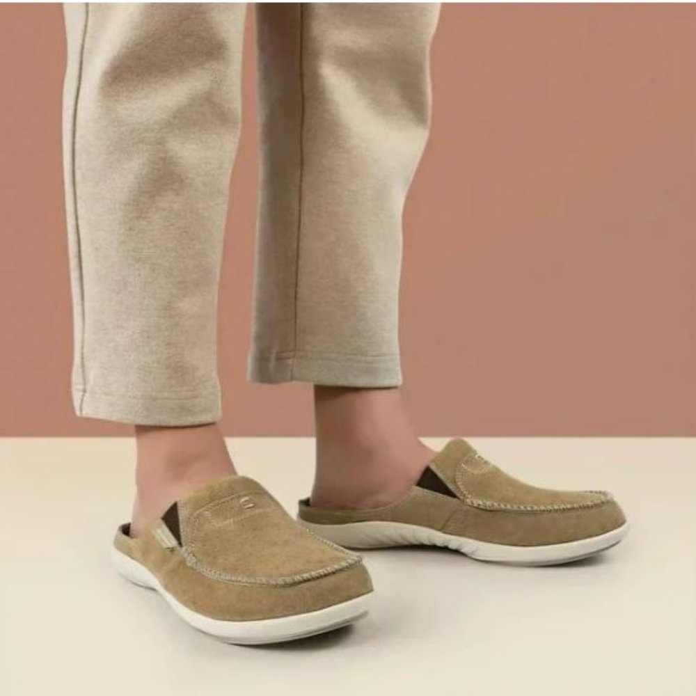 GeckoMan Men's Arch Support Slipper Loafers -Light Brown Suede